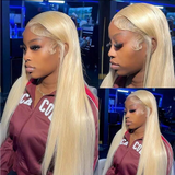 613 BLONDE 13x4 40-Inch Lace Frontal Premium Fiber Blend Wig - Heat-Resistant, Luxury Long Wig for Glamorous Styling