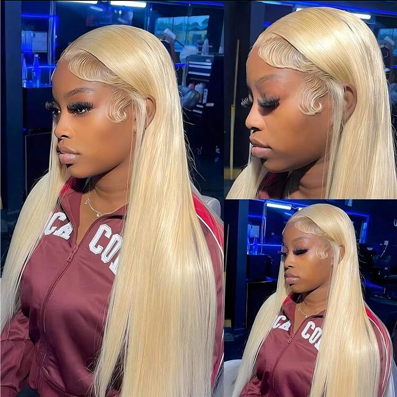 613 BLONDE 13x4 40-Inch Lace Frontal Premium Fiber Blend Wig - Heat-Resistant, Luxury Long Wig for Glamorous Styling