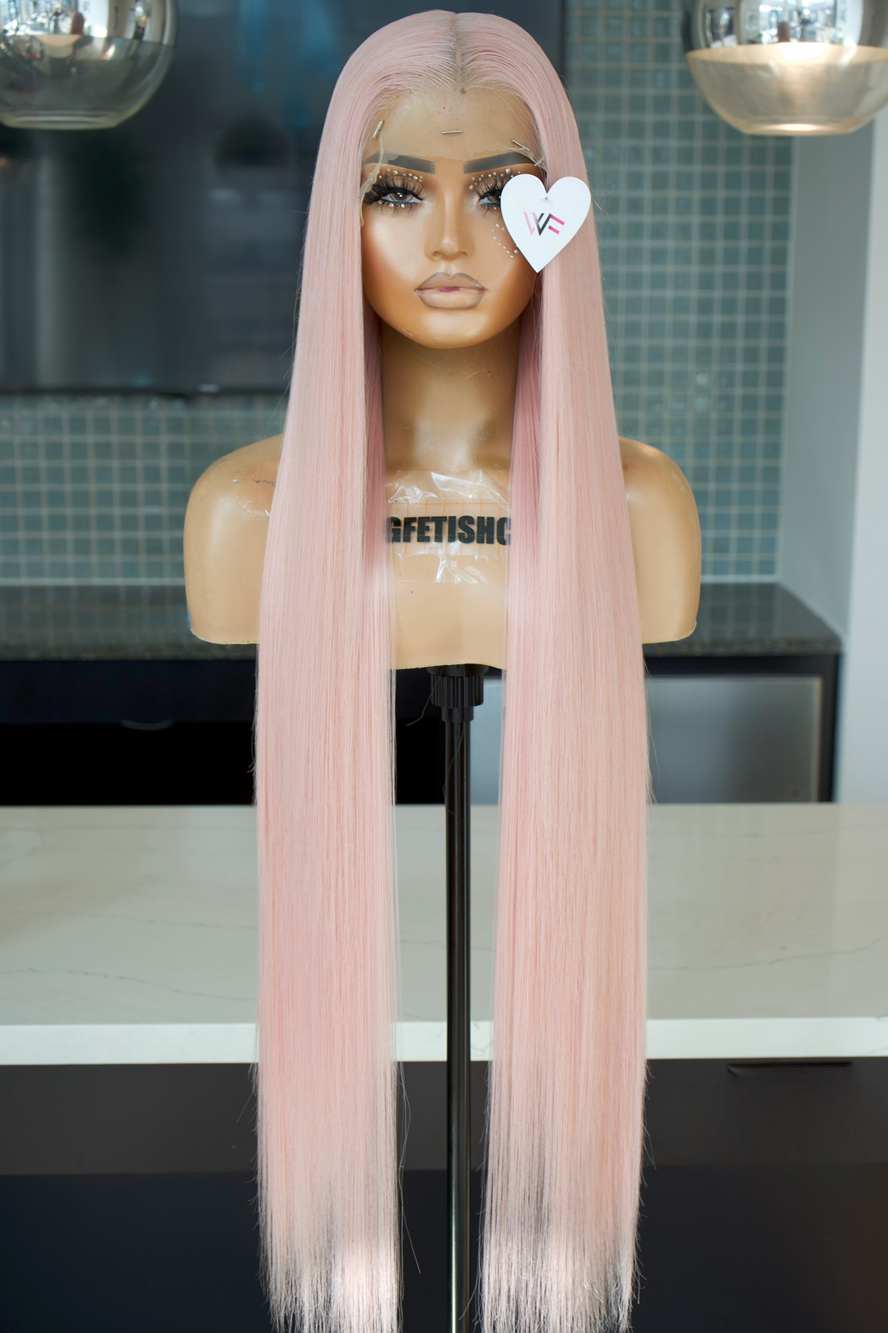 PINK 13x4 40-Inch Lace Frontal Premium Fiber Blend Wig - Heat-Resistant, Luxury Long Wig for Glamorous Styling