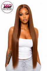BROWN 4x4 GLUELESS CLOSURE WIG 36-Inch Long High Quality Human  Blend Wig - Heat-Resistant, Luxury Long Wig for Glamorous Styling