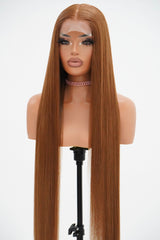 BROWN 4x4 GLUELESS CLOSURE WIG 38-Inch Long High Quality Human  Blend Wig - Heat-Resistant, Luxury Long Wig for Glamorous Styling
