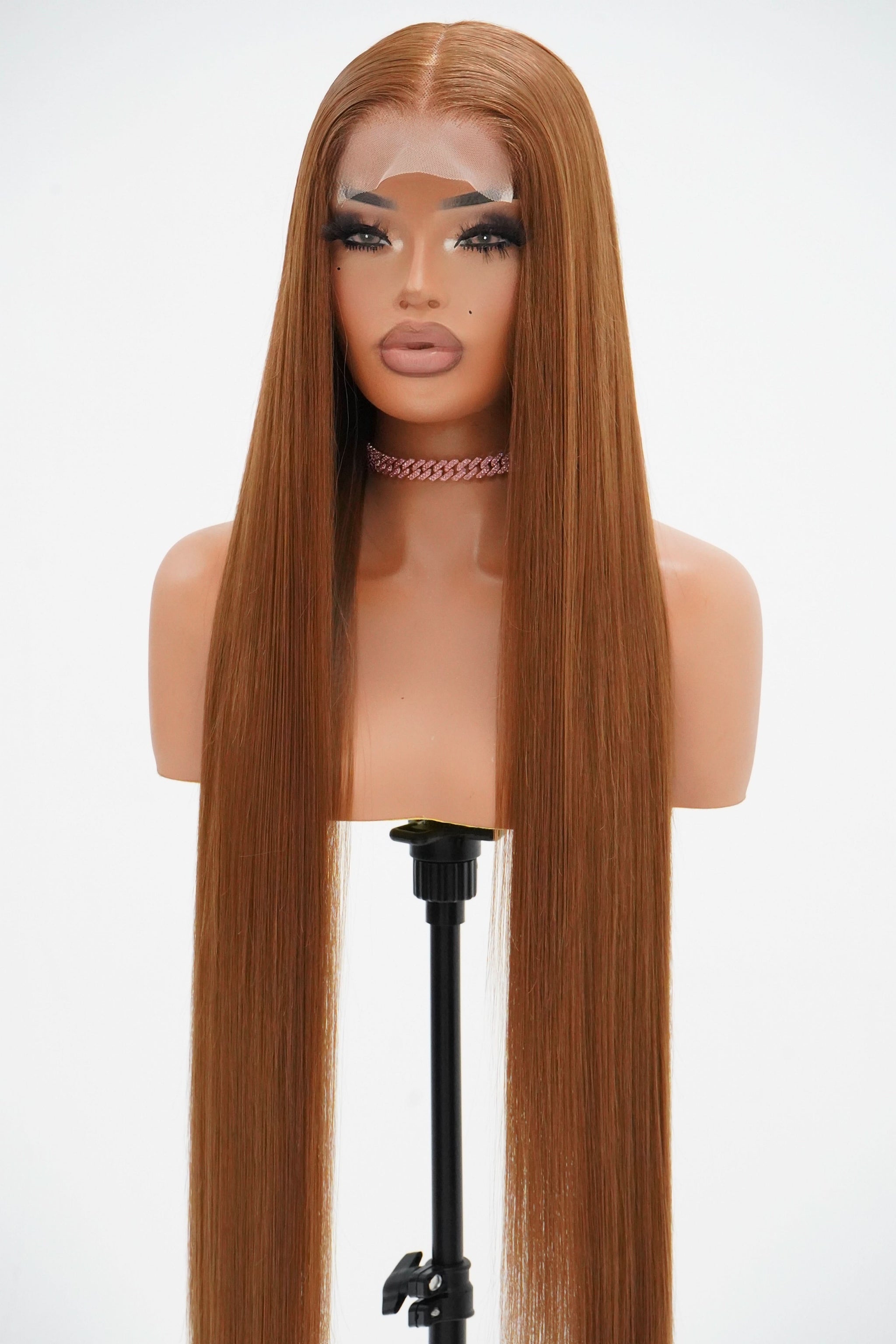 BROWN 4x4 GLUELESS CLOSURE WIG 38-Inch Long High Quality Human  Blend Wig - Heat-Resistant, Luxury Long Wig for Glamorous Styling