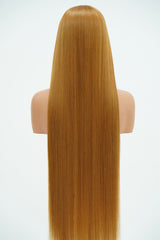 HONEY BLONDE HL 4x4 GLUELESS CLOSURE WIG 38-Inch Long High Quality Human Blend Wig - Heat-Resistant, Luxury Long Wig for Glamorous Styling