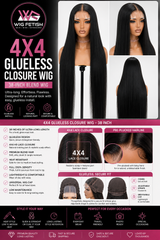 BLACK 40-Inch Human Fiber Blend Wig - Heat-Resistant, Luxury Long Wig for Glamorous Styling