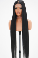 BLACK 4x4 GLUELESS CLOSURE WIG 38-Inch Long High Quality Human Blend Wig - Heat-Resistant, Luxury Long Wig for Glamorous Styling