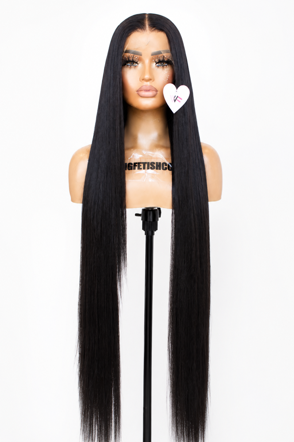 BLACK 40-Inch Human Fiber Blend Wig - Heat-Resistant, Luxury Long Wig for Glamorous Styling