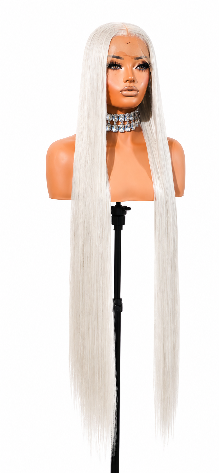 ICY GRAY 13x6 40-Inch Lace Frontal Premium Fiber Blend Wig - Heat-Resistant, Luxury Long Wig for Glamorous Styling