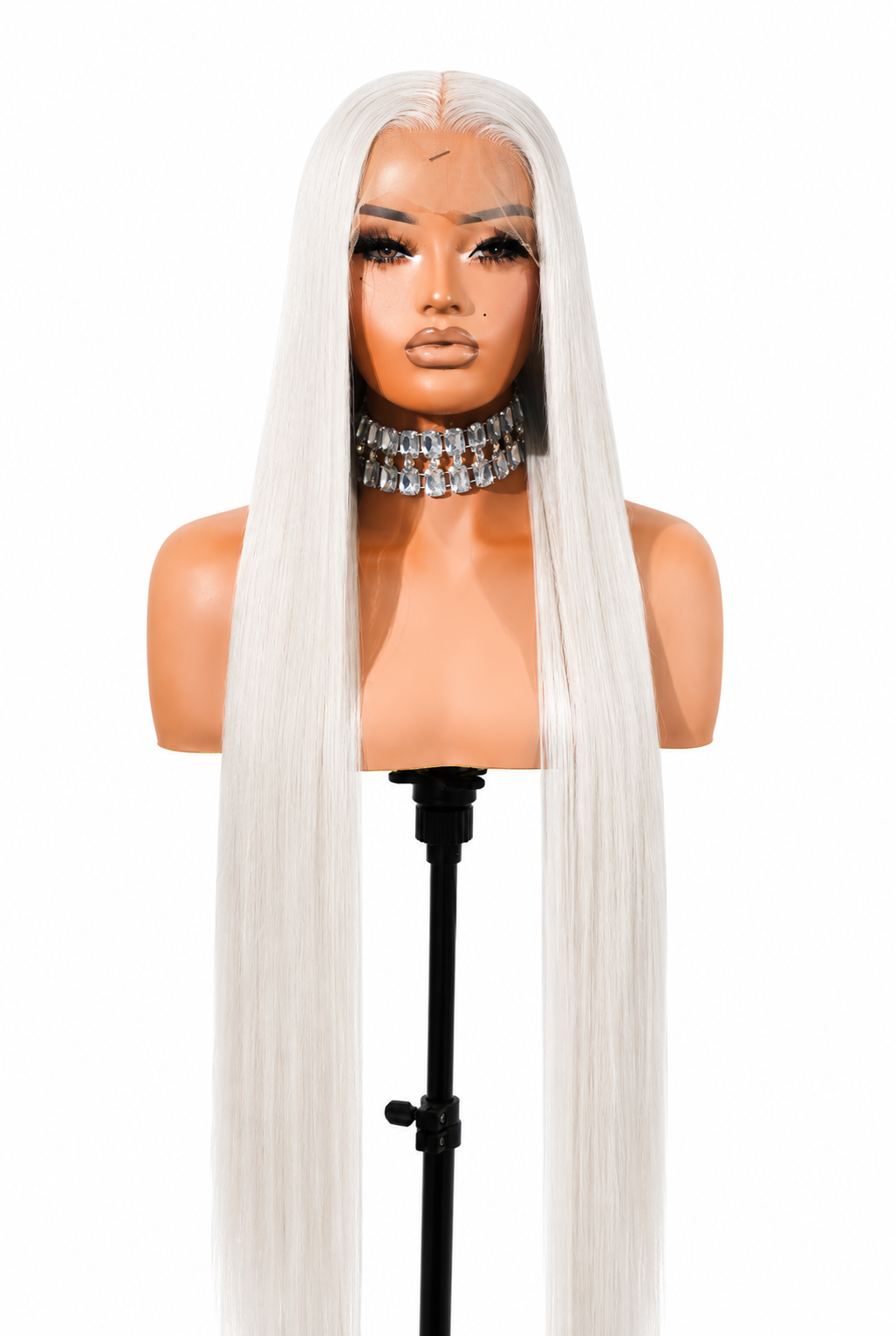 ICY GRAY 13x6 40-Inch Lace Frontal Premium Fiber Blend Wig - Heat-Resistant, Luxury Long Wig for Glamorous Styling