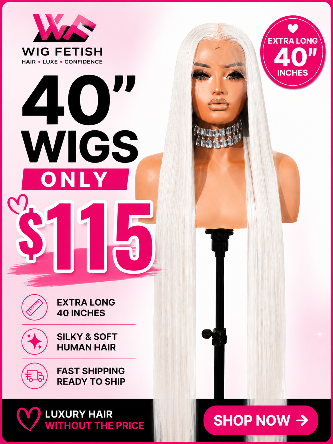 ICY GRAY 13x6 40-Inch Lace Frontal Premium Fiber Blend Wig - Heat-Resistant, Luxury Long Wig for Glamorous Styling