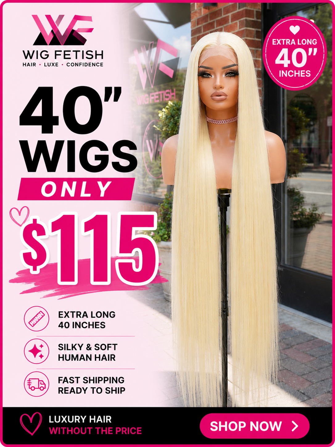 613 BLONDE 13x4 40-Inch Lace Frontal Premium Fiber Blend Wig - Heat-Resistant, Luxury Long Wig for Glamorous Styling