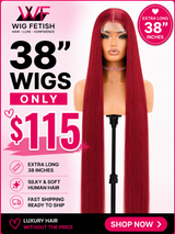 BURGUNDY RED 4x4 GLUELESS CLOSURE WIG 38-Inch Long High Quality Blend Wig - Heat-Resistant, Luxury Long Wig for Glamorous Styling