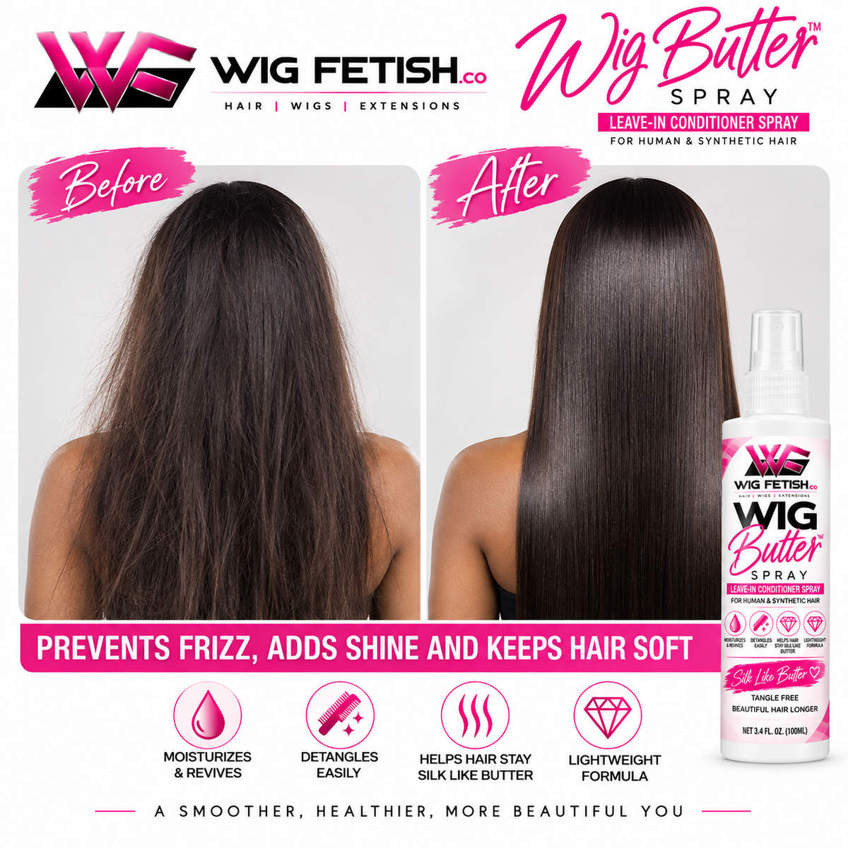 WIG BUTTER™ SPRAYLeave-In Conditioner EVERYDAY Spray for Human & Synthetic Hair