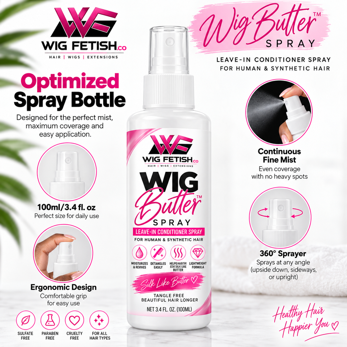 WIG BUTTER™ SPRAYLeave-In Conditioner EVERYDAY Spray for Human & Synthetic Hair